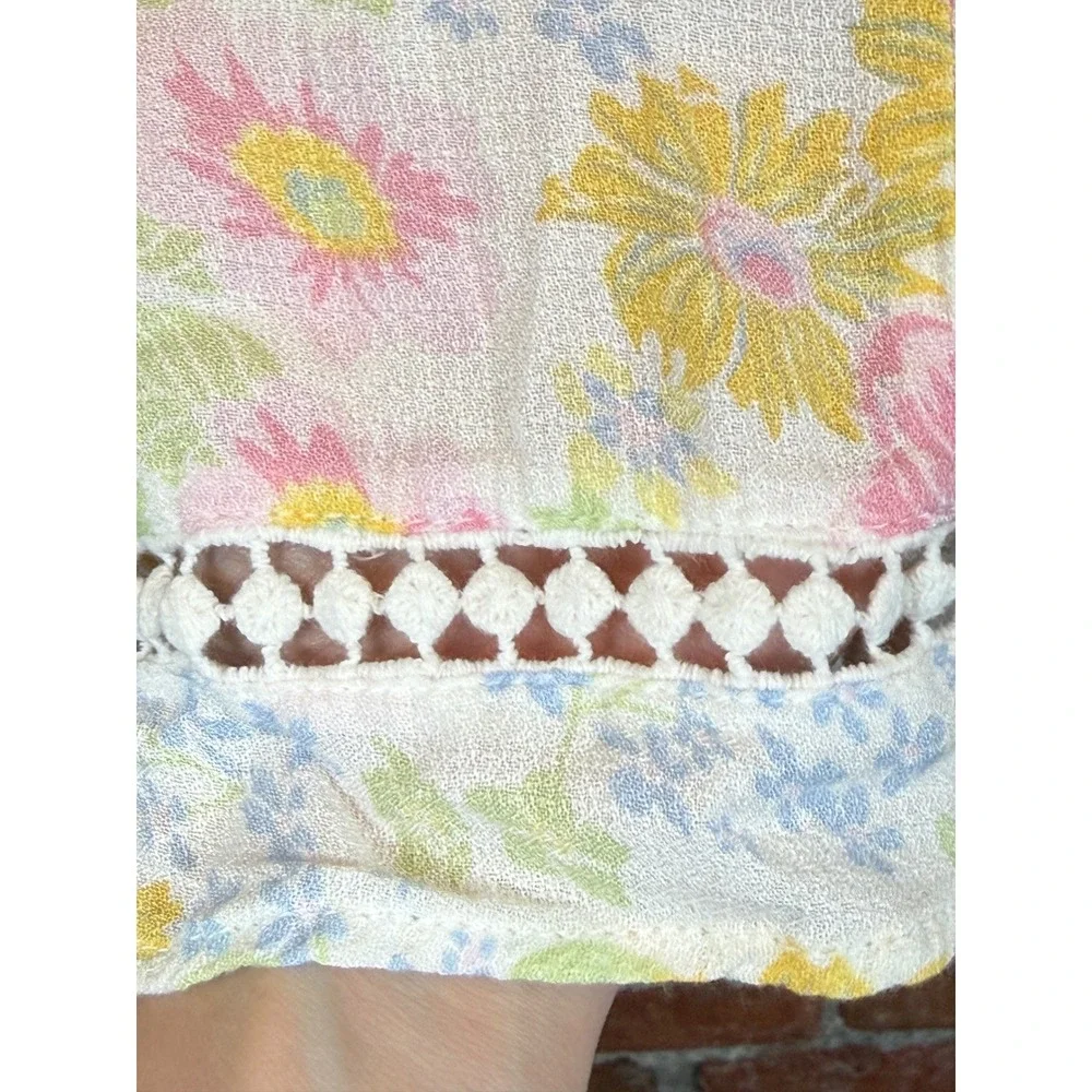 Altar'd State Floral Mini Dress XS Pastel Cottagecore Puff Sleeve - Picture 5 of 8